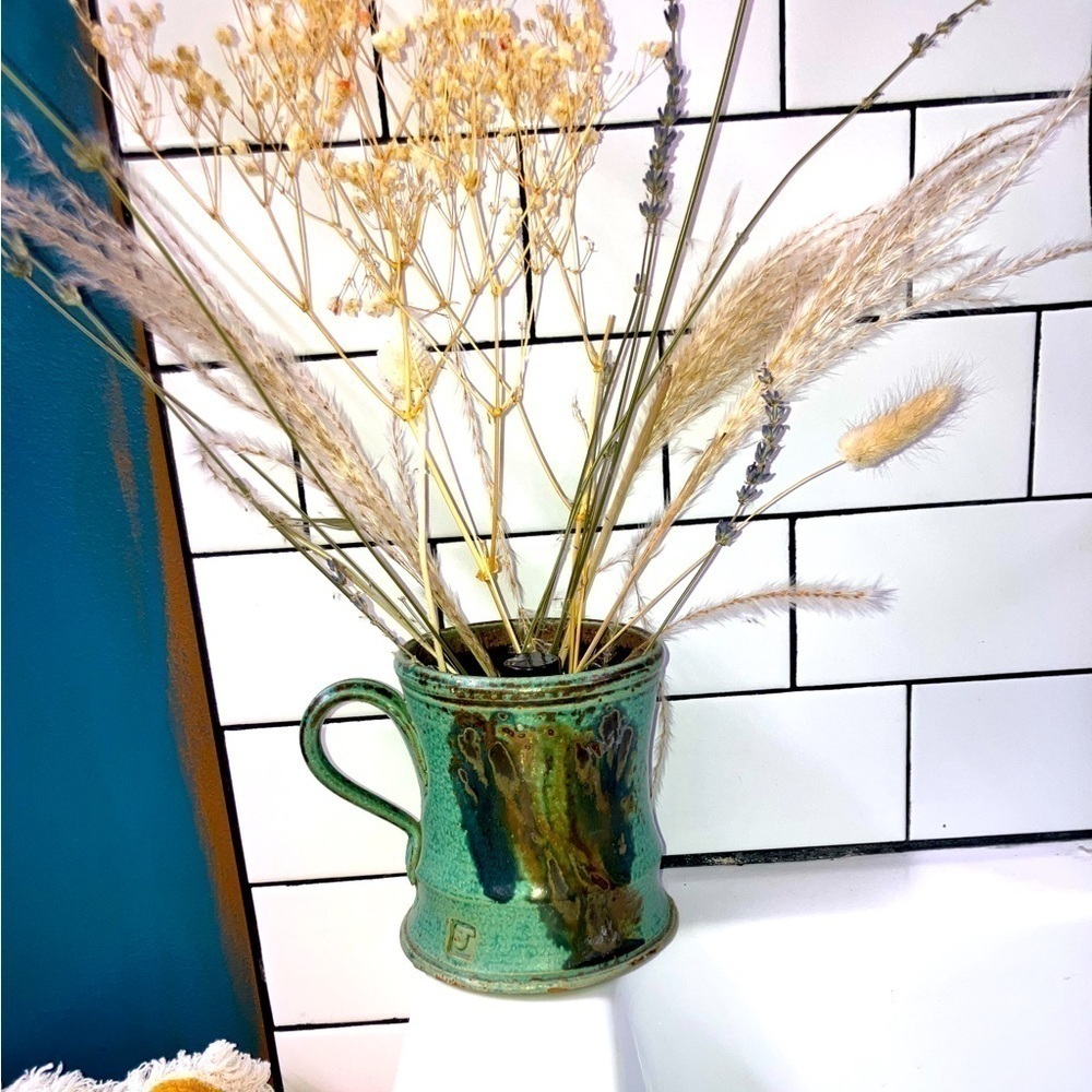 Beautiful Handmade Oversized Ceramic Mug or Vase in Stunning Patina Earth Tones